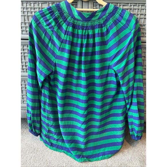 NWOT ⭐️Rare⭐️ Lilly Pulitzer Elsa 100% Silk blouse green/Blue Stripe, Sm $128 G4 - Picture 6 of 7